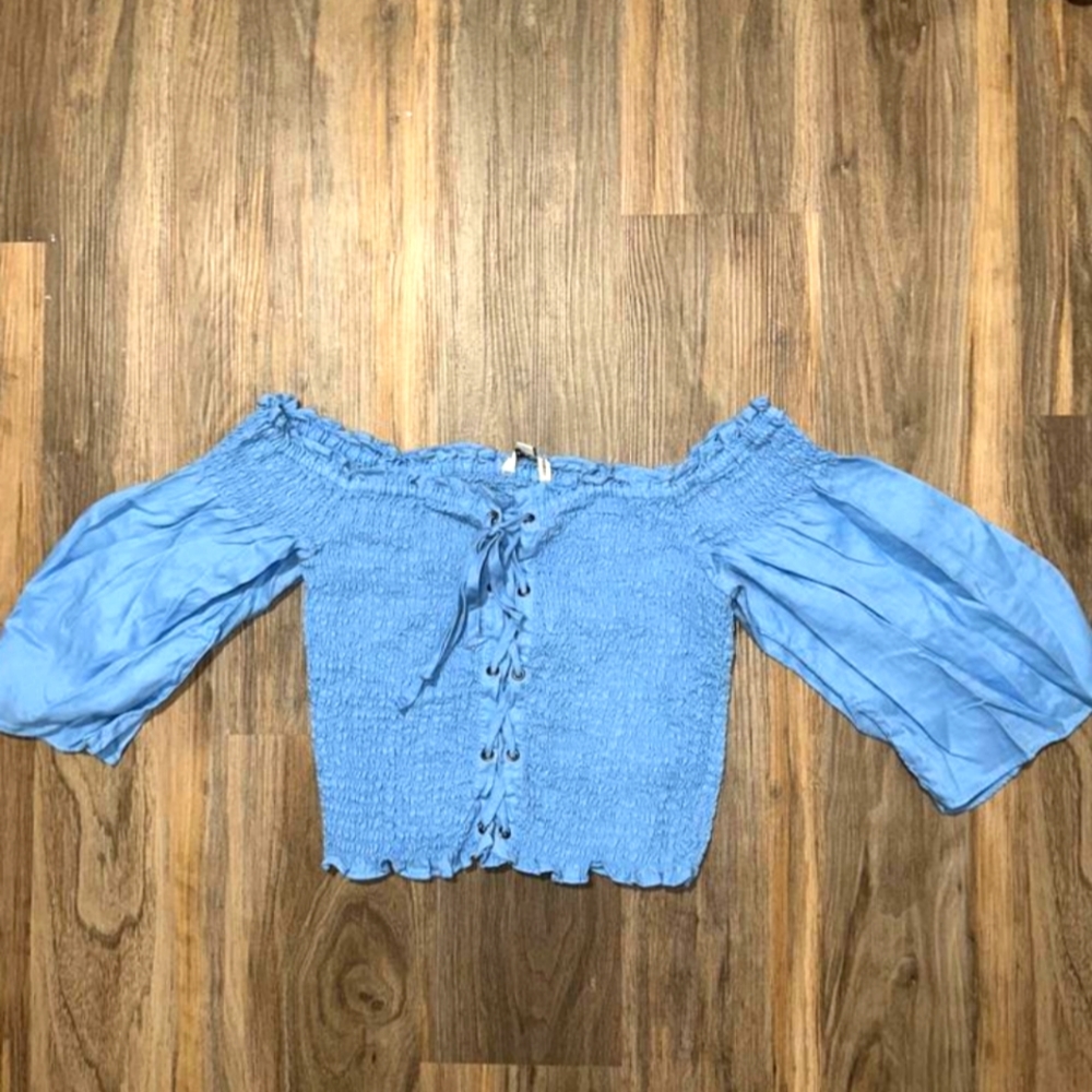 AE Smocked Lace Up Front Midi Top